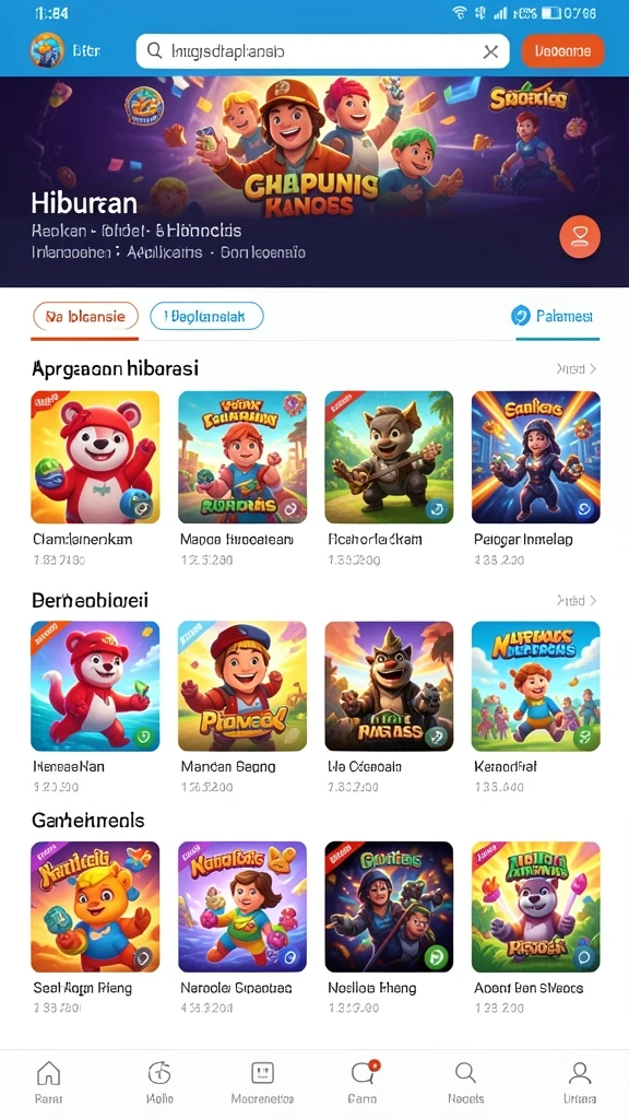 Menu permainan yang mudah dinavigasi.